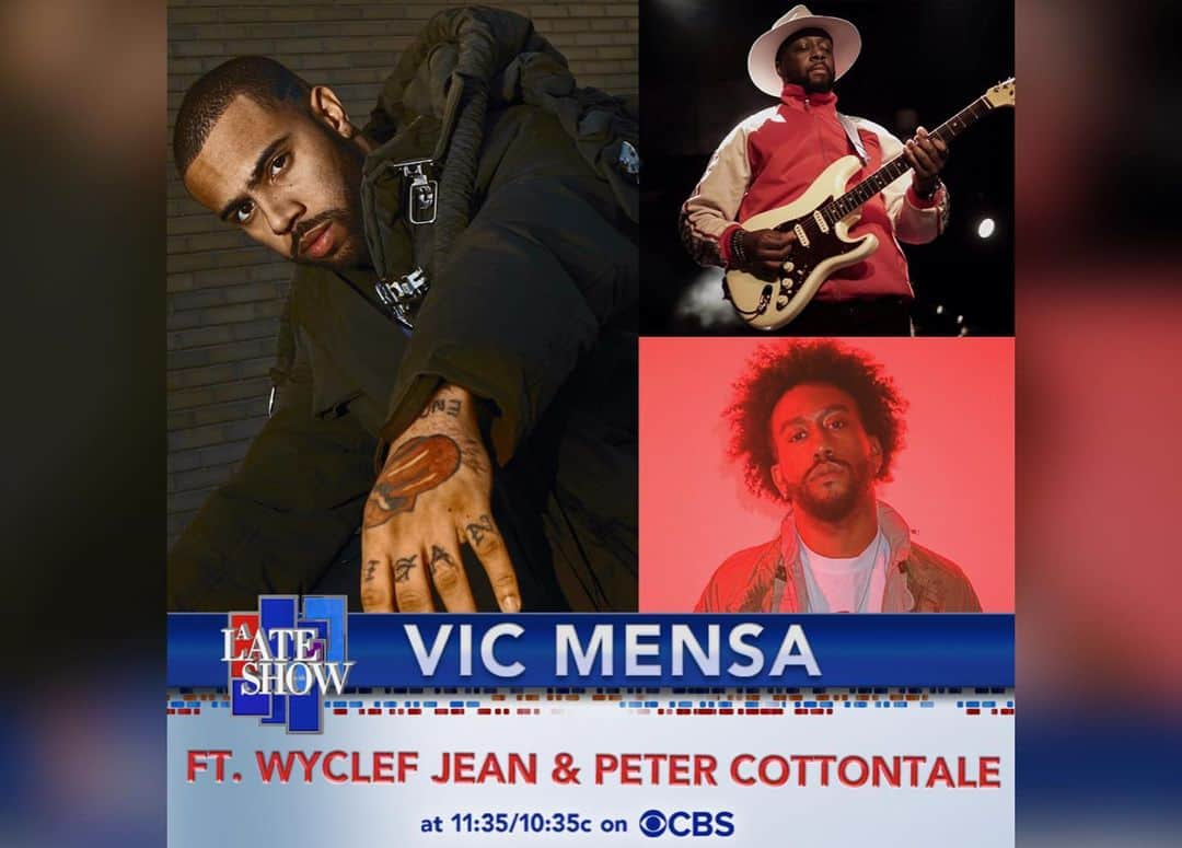 ワイクリフ・ジョンさんのインスタグラム写真 - (ワイクリフ・ジョンInstagram)「Teamed up with kings @Vicmensa & @realcottontale for a POWERFUL performance of SHELTER on the @colbertlateshow. DROP A ‘🙏🏿’ IN THE COMMENTS if you’re tuning in TONIGHT at 11:35pm ET/PT on CBS @fushadesigns  got that jacket 🇭🇹」2月26日 4時51分 - wyclefjean