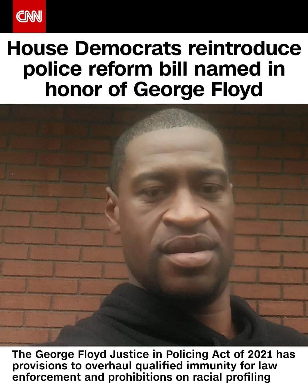 CNNさんのインスタグラム写真 - (CNNInstagram)「House Democrats on Wednesday reintroduced policing legislation named in honor of George Floyd, whose death in police custody last year sparked nationwide calls to address police misconduct and racial injustice. The bill — titled the George Floyd Justice in Policing Act of 2021 — has provisions to overhaul qualified immunity for law enforcement, prohibitions on racial profiling on the part of law enforcement and a ban on no-knock warrants in federal drug cases. It would also ban chokeholds at the federal level and classify them as a civil rights violation and would establish a national registry of police misconduct maintained by the Department of Justice. The House could vote on this proposal as soon as next week, congressional aides told CNN.⁠ ⁠ (📸: Ben Crump)」2月26日 5時02分 - cnn