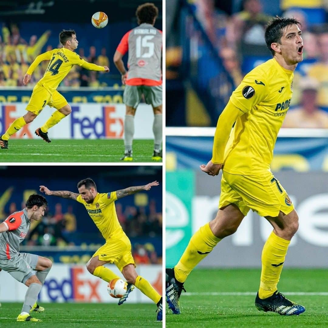 ビジャレアルCFのインスタグラム：「¡Un gol de película 🎞⚽!  ↪ @manutrigueros_14 ↪ @paco93alcacer ↪ @gerard_moreno ↪ 🎯  ¡Cuánta calidad 😍!  A goal straight from a film 🎞⚽!  ↪ @manutrigueros_14 ↪ @paco93alcacer ↪ @gerard_moreno ↪ 🎯  So much quality 😍!  #Villarreal #futbol #soccer #football #europaleague #UEL」