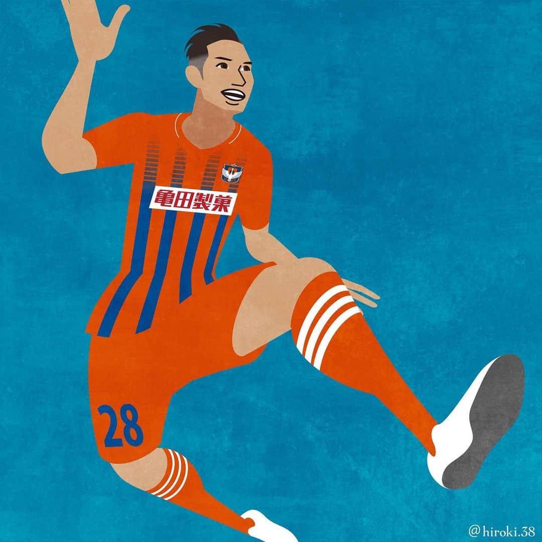 hiroki.38のインスタグラム：「. いざ！／ Let's enjoy ! . . #早川史哉 #アルビレックス新潟 #j2 #jリーグ #イラスト #サッカー #サッカーイラスト  #開幕戦 #対戦カード #ギラヴァンツ北九州 #footballplayer #soccerplayer #sketch #vectorart #illustrator #illustrations #soccerillustration #samuraiblue #fumiyahayakawa #hayakawa #AlbirexNiigata #Albirex #Niigata #jleague」