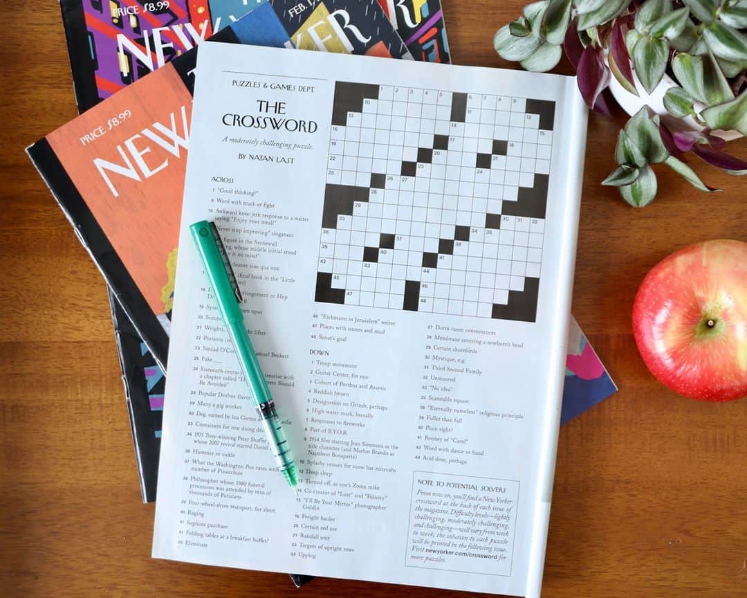 The New Yorkerのインスタグラム：「Get your pens ready: the New Yorker crossword is now in print, every week. Tap the link in our bio to learn more, and happy solving!」