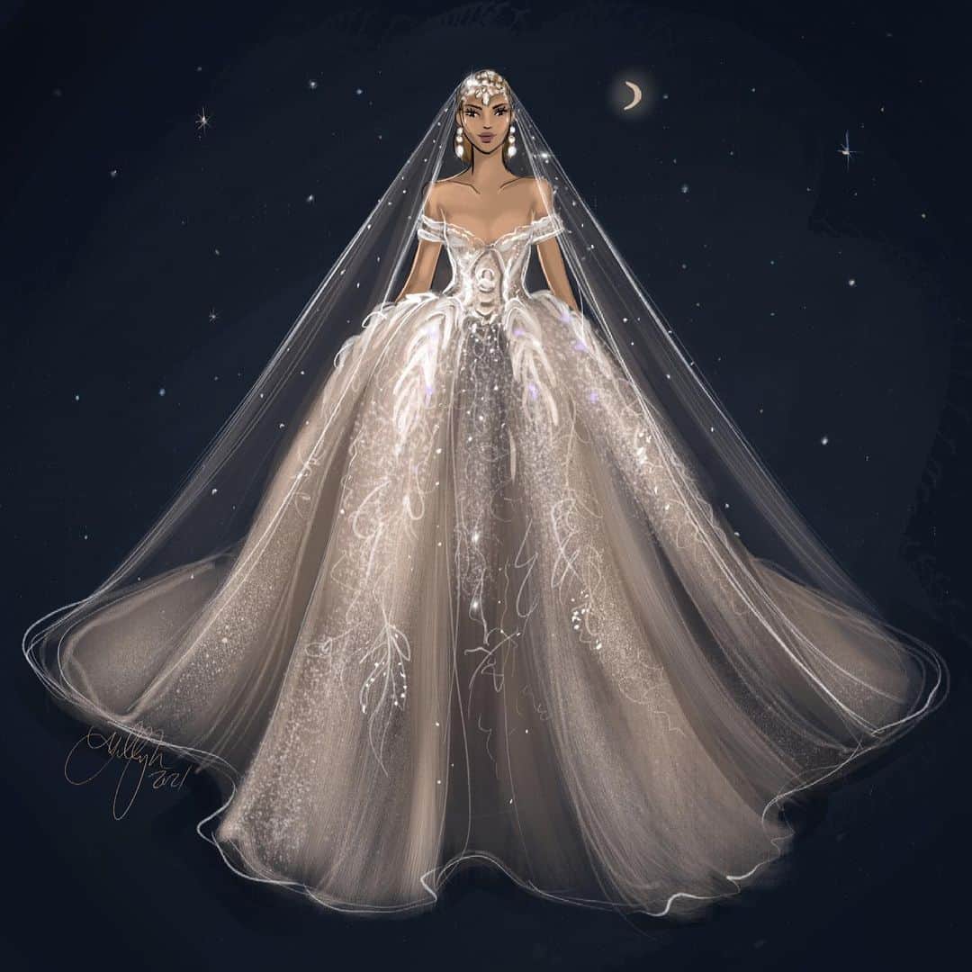 Holly Nicholsさんのインスタグラム写真 - (Holly NicholsInstagram)「Now in stories/highlights.  A walkthrough of this Elie Saab couture fashion illustration, sketched with @procreate on iPad Pro 12.9” #eliesaab #eliesaabcouture #fashionweek #illustration #procreate #procreateart」2月26日 10時33分 - hnicholsillustration