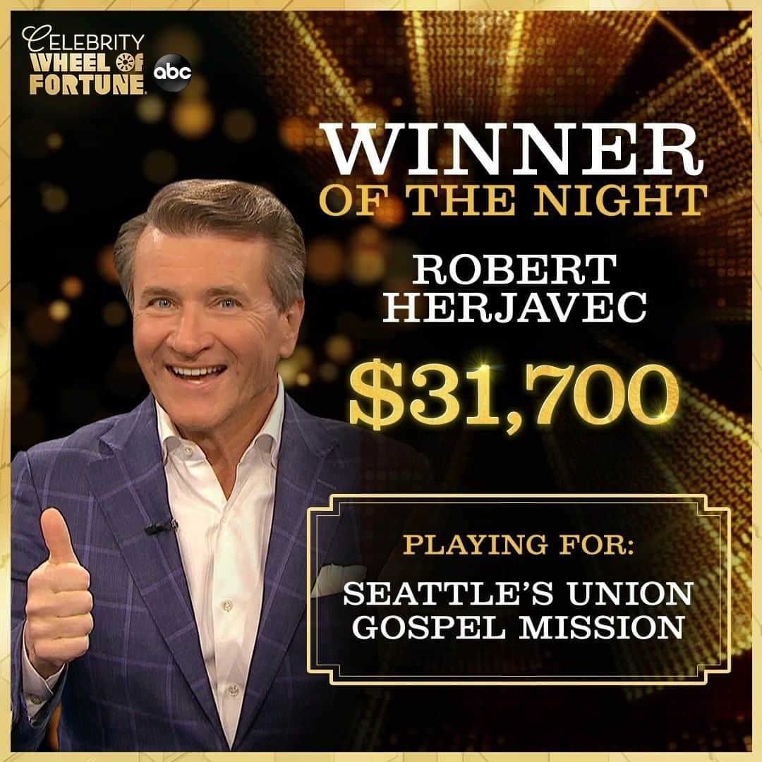 アメリカン・ブロードキャスティング・カンパニーのインスタグラム：「Time to celebrate! @robertherjavec won $31,700 for @seattlesugm on #CelebrityWheelOfFortune 🎉」