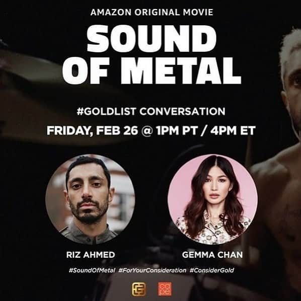 ジェンマ・チャンさんのインスタグラム写真 - (ジェンマ・チャンInstagram)「Repost @capeusa .. Join @rizahmed in conversation with @gemma_chan, @capeusa and @goldhouseco in @amazonstudios' SOUND OF METAL tomorrow at 1PM PT/4PM ET!  Watch at Facebook.com/CAPE/live  #SoundOfMetal #ForYourConsideration #ConsiderGold #GoldList」2月26日 11時29分 - gemmachan