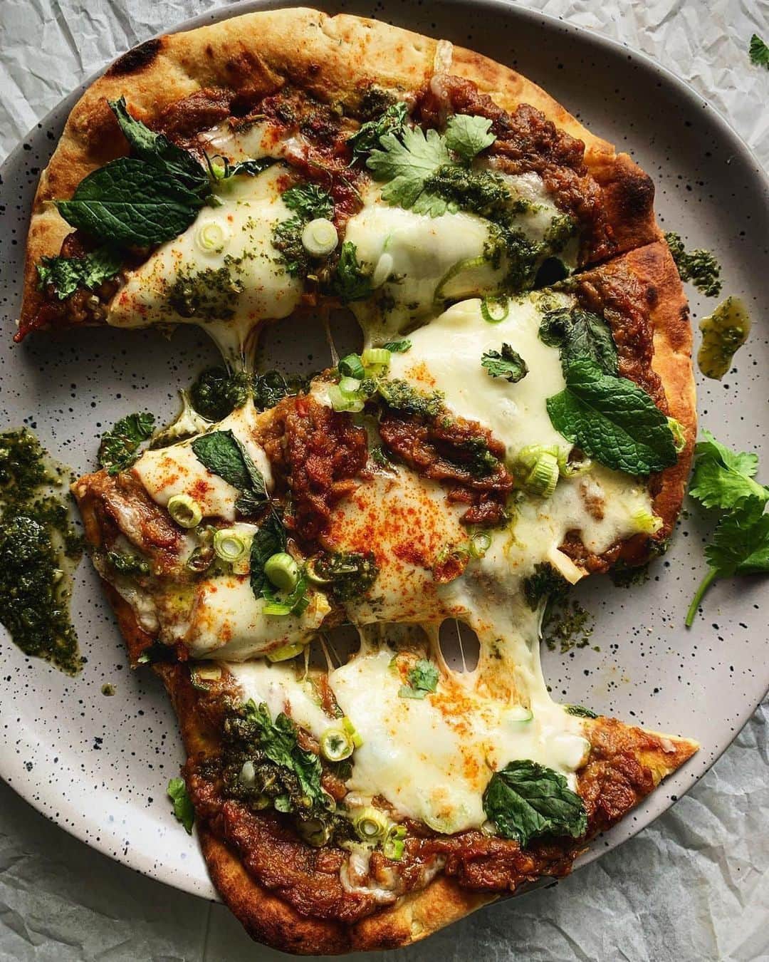Food52のインスタグラム：「The cheesy force is strong with these pizzas from  @monita_sen, @saucedchef, and @inspiredwithatwist! Grab the recipe for @emcdowell's Deep Dish Tomato and Mozzarella Pizza (that ooey gooey fourth pic) at the link in bio. #f52grams #f52community」