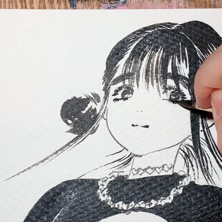 門小雷のインスタグラム：「Ecoline ink.  Full length videos (and art tools list) on Patreon. Link in bio.」