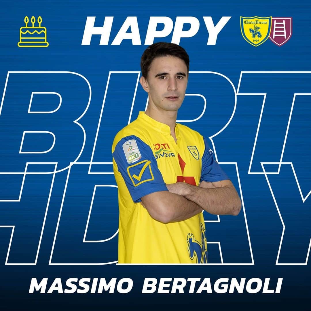 ACキエーヴォ・ヴェローナのインスタグラム：「🎂🎉 HAPPY BIRTHDAY Massimo Bertagnoli 🎉🎂  "Berta" compie oggi 2⃣2⃣ anni!  Scegli l'emoticon giusto per festeggiarlo 🥳」