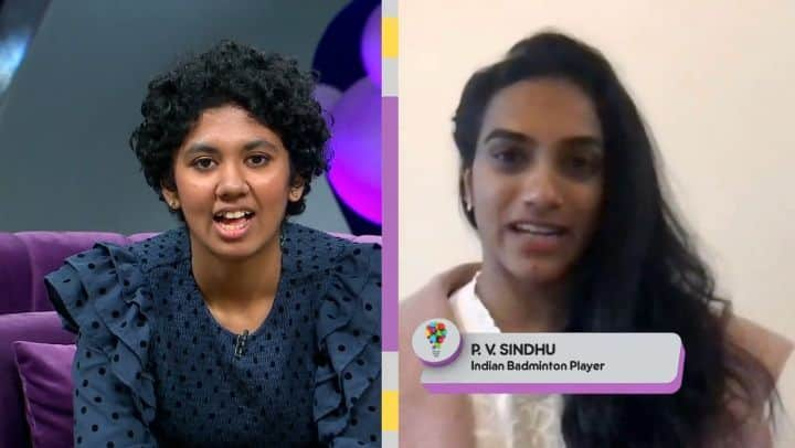 シンドゥ・プサルラのインスタグラム：「What talent! What passion! What ambition! Loved speaking with the young Suhana Saini who is already winning medals for the country in table tennis. I wish her the very best and hope that all her dreams come true. Watch her with me on #BYJUSYoungGenius on 27th Feb, 7 pm News18 India & 7:30pm @CNNNews18 & @historytv18 @news18hindi  #UmarChotiKaamBade」