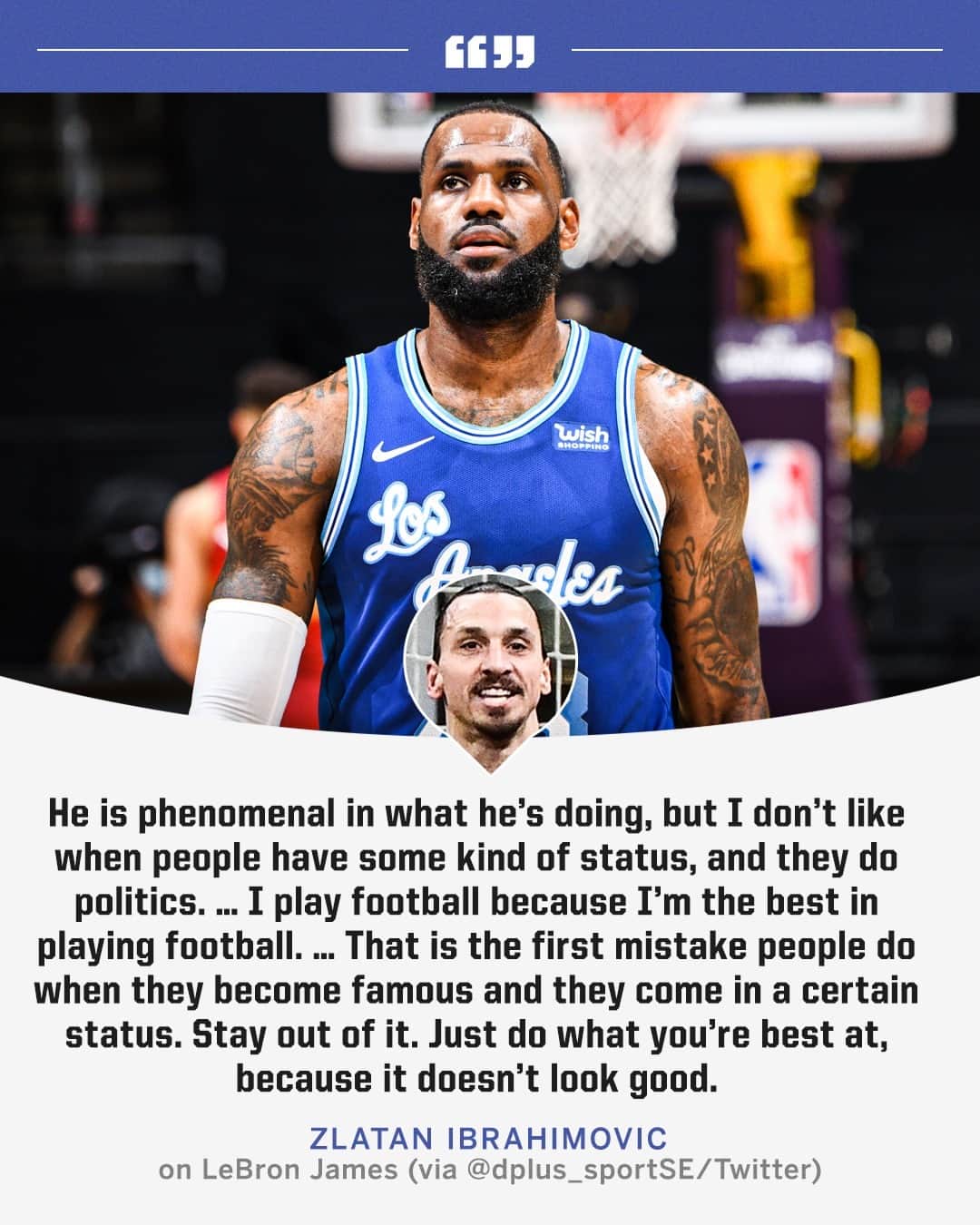 espnのインスタグラム：「Zlatan said LeBron should stay out of politics. @espnfc」