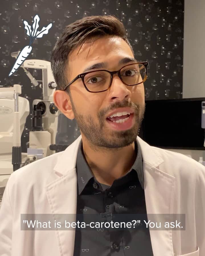 のインスタグラム：「"Do carrots give you enhanced vision?” 🥕👁️ 🤔 ⤴️  On this week’s #AskAWarbyParkerOptometrist: Dr. Jodh Sidhu, an optometrist at our Armitage Ave. store in Chicago, sets the record straight on how a balanced diet contributes to your eye health and which vitamins and nutrients are essential to good vision. Get the whole scoop on our YouTube channel where our optometrists answer your vision questions and debunk eyecare myths! (👓: Weathers in Rye Tortoise)」