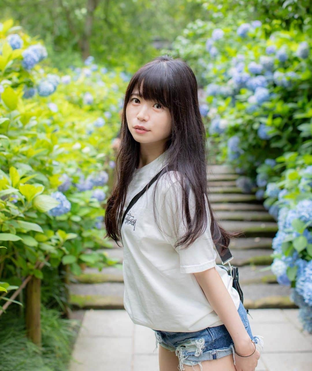 鈴木未央のインスタグラム：「湘南の紫陽花は今年は会えるかな？ #紫陽花寺 です 今年は桜と藤の花、アネモネに会いたいですね  #idol #japaneseidol #ポートレート　#portrait #loli #lolita #ロリ　#合法ロリ　#カメラ女子 #コンカフェ　#メイド　#maid #cosplay #cosplayer #anime #nuturephotography #phote #一眼レフ #黒髪　#黒髪ロング　#かわいい女の子　#followme #幻想的 #幻想的な世界 #紫陽花　#tenple #地下アイドル　#被写体モデル #ファインダー越しの私の世界」