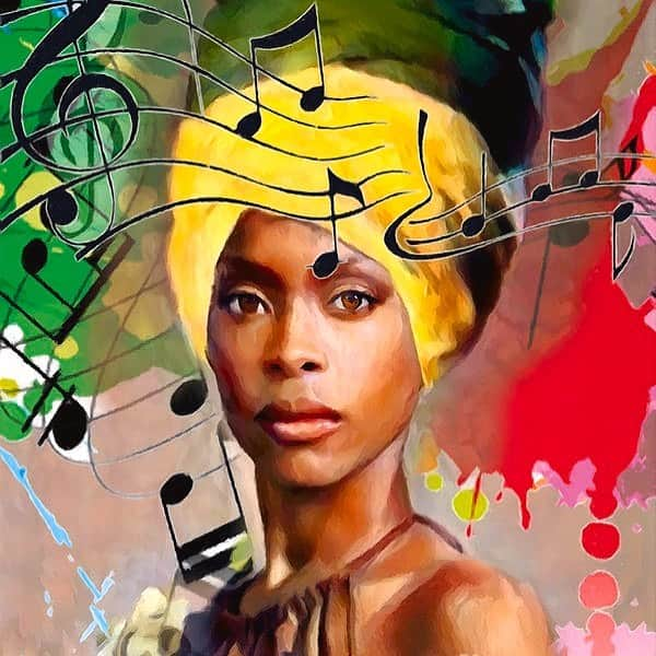 マックスウェルのインスタグラム：「HBD •@erykahbadu • ♓️   what can not be said about you that isn’t based in just absolute admiration and respect i could go “on and on and on and on” you are the love of our lives !  #BHM #BLM   🎨: @carlgouveiaart  ℹ️: fineartamerica.com」