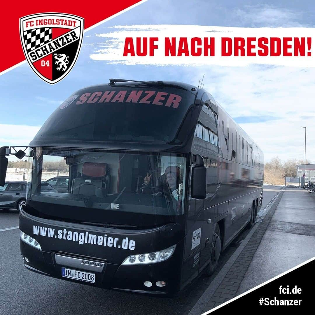 FCインゴルシュタット04さんのインスタグラム写真 - (FCインゴルシュタット04Instagram)「Abfahrt nach Elbflorenz! 🚌⚫️🔴 ___ Haut alles raus gegen die @sgdynamodresden, Männer - wir glauben an euch ✊ #Schanzer. Das sind wir.  Und wie ist dein Gefühl vor dem absoluten Spitzenspiel⁉️🤔 Ab mit den Ergebnis-Tipps in die Kommentare 👇😉 . . #schanzerdassindwir #Schanzerfürimmer #Ingolstadt #FCI #FCIngolstadt #3Liga #zeigtsuns #fu3ball #soccer #fussball #football #futbol #immerweiter #zamhoidn #Team #Auswärts #Auswärtsspiel #Auswärtsfahrt #away #SGDFCI #Spitzenspiel #Topspiel #Dynamo #Dresden #SGDynamoDresden #DynamoDresden #Bus #instatravel #travel」2月27日 3時03分 - dieschanzer