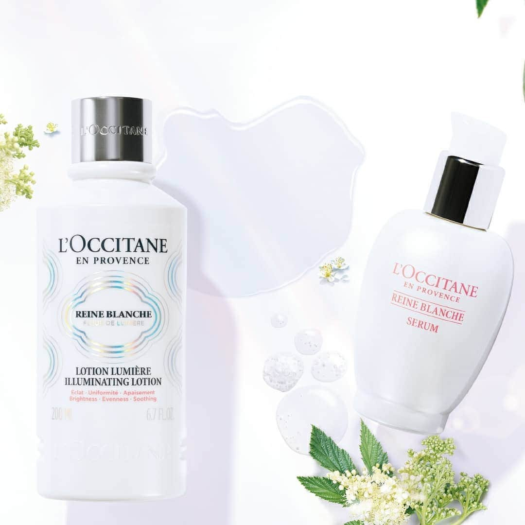 L'OCCITANE en Provenceのインスタグラム：「＼注目！レーヌブランシュを徹底解剖✨／美白(*1)を叶え、肌あれを防止。春までになりたい肌へ🌿﻿ ﻿ 季節の変わり目は、冬の乾燥や﻿ 冷えなどによる肌ダメージが蓄積し、﻿ ゴワつきやくすみが気になる時期😢﻿ ﻿ どれだけスキンケアを頑張っても、﻿ 肌悩みが尽きない人も多いのでは﻿ ないでしょうか？💦﻿ ﻿ そんな肌悩みを抱えるあなたへ﻿ おすすめしたいのが、リニューアルした﻿ 美白(*1)スキンケアのレーヌブランシュ✨﻿ ﻿ シミや肌あれを防ぎ、﻿ みずみずしい透明感とハリのある肌へと﻿ 導くスキンケアにパワーアップしました💪﻿ ﻿ ﻿ ＼リニューアルしたセラムのPOINTはこちら📝／﻿ ﻿ シミ・色むら・くすみの原因になる﻿ メラニンの生成を抑制する美白有効成分を含むコンプレックス﻿ ﻿ ・オーガニックレーヌデプレエキス(*2)﻿ ・ホワイトマルベリーエキス(*3)﻿ ・ホワイトアイリスエキス(*4)﻿ ・ビタミンC誘導体(*5)﻿ ﻿ に、肌あれを防ぎ透明感をサポートする﻿ 2つの成分をプラス✨﻿ ﻿ ①甘草由来成分(*6)﻿ ▶︎抗炎症成分が肌荒れを防ぐ﻿ ﻿ ②オウゴンエキス(*7）﻿ ▶︎うるおいを与え乾燥ダメージをケア﻿ ﻿ 美白だけでなく、﻿ 未来の肌にもつながるスキンケアへと﻿ 進化を遂げました🌿﻿ ﻿ ﻿ ＼パワーアップしたアイテムはこちら📝／﻿ ﻿ 🌼イルミネイティングフェイスウォーター （1枚目・左）﻿ ﻿ レフ板のような透明感のある、﻿ なめらかな肌に整える化粧水。﻿ ﻿ 硬くなってごわつく角質を﻿ たっぷりの潤いで柔らかくして﻿ 拭き取り、整えます✨﻿ ﻿ ﻿ 🌼ブライトコンセントレートセラム 医薬部外品 （1枚目・右）﻿ ﻿ 光を奪う落とし穴を今も未来も見逃さず、﻿ シミの原因にアプローチ。 ﻿ みずみずしい透明感とハリのある﻿ なめらかな肌へ導く薬用美白美容液🌿﻿ ﻿ ﻿ 🌼ブライトモイスチャージェルクリーム 医薬部外品（2枚目）﻿ ﻿ 24時間(*8)肌にうるおいを与えてシミにもアプローチ(*1)✨﻿ 乳液のような軽やかなテクスチャーで、﻿ みずみずしく透明感のある肌に導く薬用美白クリーム。﻿ ﻿ ﻿ 🌼ブライトフェイスミスト （3枚目・パッケージリニューアル）﻿ ﻿ エアコンなどで毎日乾燥と隣り合わせの生活。﻿ カサつきが気になったときに、﻿ いつでもうるおい補給ができ、メイクの上からでも﻿ 透明感のある肌に整えるフェイスミスト🌱﻿ ﻿ ﻿ パワーアップしたレーヌブランシュで﻿ 春までに肌を整えたい人は﻿ 「✨」の絵文字でコメントしてね！﻿ ﻿ ﻿ 【👆】製品タップで詳細をチェック！﻿ ﻿ (*1)メラニンの生成を抑え、しみ・そばかすを防ぐこと。（医薬部外品による効果）﻿ (*2)シモツケソウエキス﻿ (*3)クワエキス﻿ (*4)イリス根エキス﻿ (*5)L-アスコルビン酸 2-グルコシド（美白有効成分）﻿ (*6)グリチルリチン酸ジカリウム（肌あれ有効成分）﻿ (*2)~(*4),(*7)スキンコンディジョニング成分﻿ (*8)24時間保湿試験済み（N=12 ロクシタン調べ）﻿ ﻿ #ロクシタン #loccitane #ポジティブ美容 #ゆらぎ肌 #肌の悩み #美白になりたい #素肌美人 #マスクスキンケア #透明白肌 #マスクトラブル #肌質改善 #肌ケア #肌荒れケア #保湿ケア #垢抜ける方法 #エイジングケア #シミケア #シミ消し #美肌活動 #美肌活 #美容好きな人と繋がりたい #おうち時間 #自分磨き #スペシャルスキンケア #レーヌブランシュ #美白美容液 #医薬部外品 #日焼けケア #花嫁美容 #プレ花嫁」