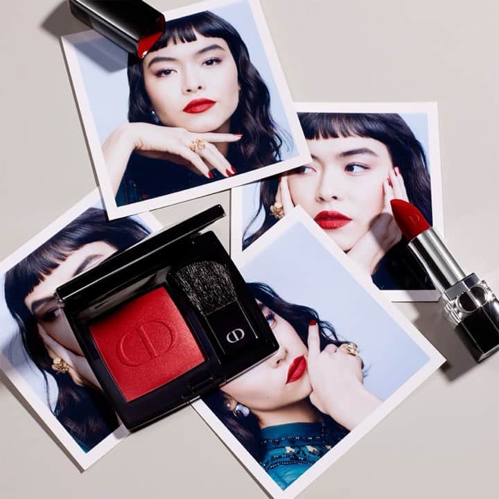 Dior Makeupのインスタグラム：「WE WEAR ROUGE FOR BOLDNESS What about you? How does wearing red lisptick make you feel? Shot by @josephmolines Makeup by @peterphilipsmakeup Hair by @josephpujalte Nails by @elsadeslandes • ROUGE DIOR 840 Rayonnante ROUGE BLUSH 999 • #diormakeup #rougedior #wewearrouge」