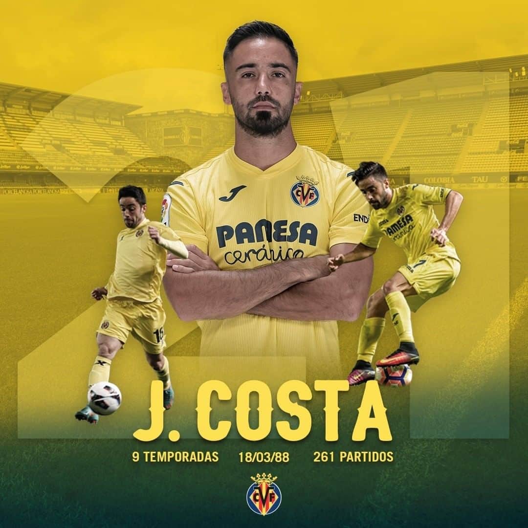 ビジャレアルCFのインスタグラム：「Un guerrero con el corazón amarillo ⚔💛.   @jaumecosta11, carácter y compromiso.  Ante el FC Salzburg, dio un recital defensivo jugando como lateral derecho. #UEL  A warrior with a yellow heart ⚔💛.   @jaumecosta11, character and commitment.  Against FC Salzburg, he was outstanding in defence at right- back. #UEL  #futbol #soccer #football #villarreal #laliga #uel」