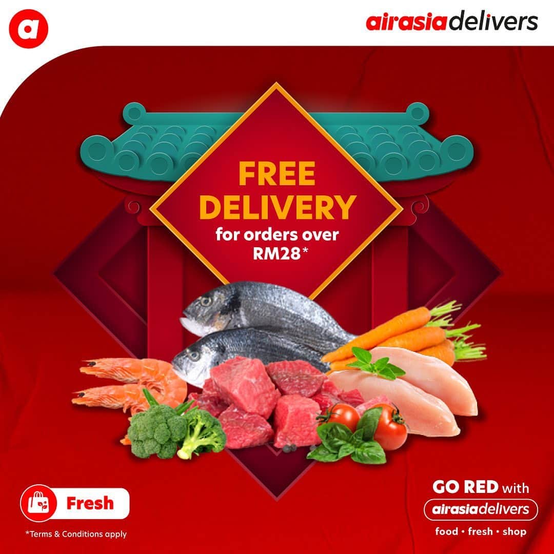 エアアジアさんのインスタグラム写真 - (エアアジアInstagram)「#GoRed with airasia delivers this Chinese New Year!🧧  Let's stock up on produce and fresh veggies 🥬 from @airasiafresh!  📦 FREE DELIVERY 📦 for orders over RM 28*   Download airasia, The Asean Super App, or order here https://air.asia/Yri4J __________ *T&Cs apply. Promo is applicable in Klang Valley only. Launching in more cities soon.  Cover photo by: @celesteelim」2月26日 20時36分 - airasiasuperapp