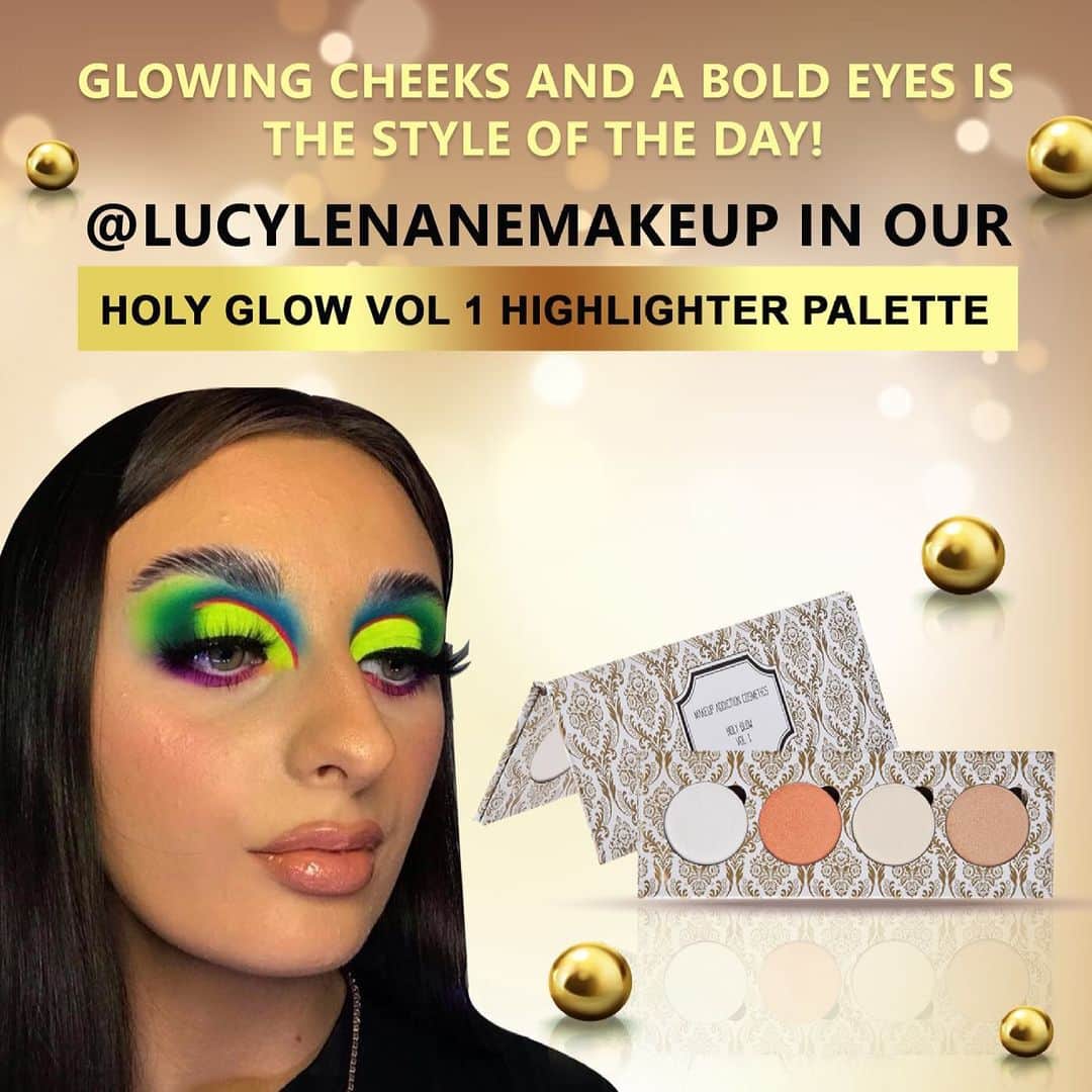 Makeup Addiction Cosmeticsのインスタグラム：「@lucylenanemakeup featured on our website using the Holy glow vol 1 palette! This is stunning!!! 😱😱  What go you guys think? Have you tried our highlighters??  For a chance to be featured, tag us in @makeupaddictioncosmetics 😍😍😍  Shipping worldwide 💨  #makeupaddictioncosmetics #makeupaddict #ilovemakeup #makeuplife #makeuplooks #blueeyeshadow #meadowpalette #feature #undiscovered_muas」
