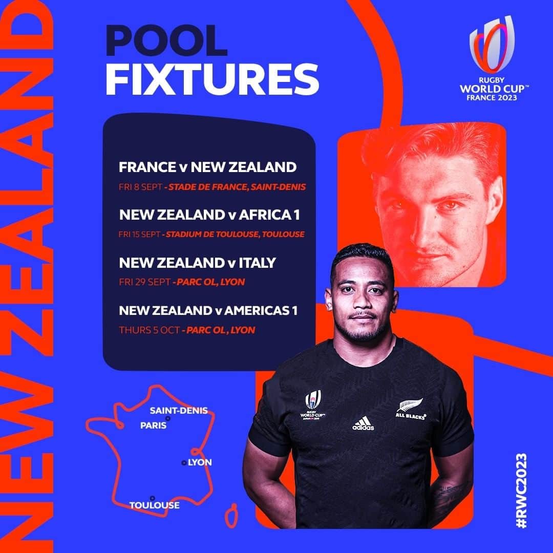 All Blacksのインスタグラム：「🔒 LOCKED IN! A date with @francerugby has been set for the opening game of #RWC2023. 🇳🇿🇫🇷」