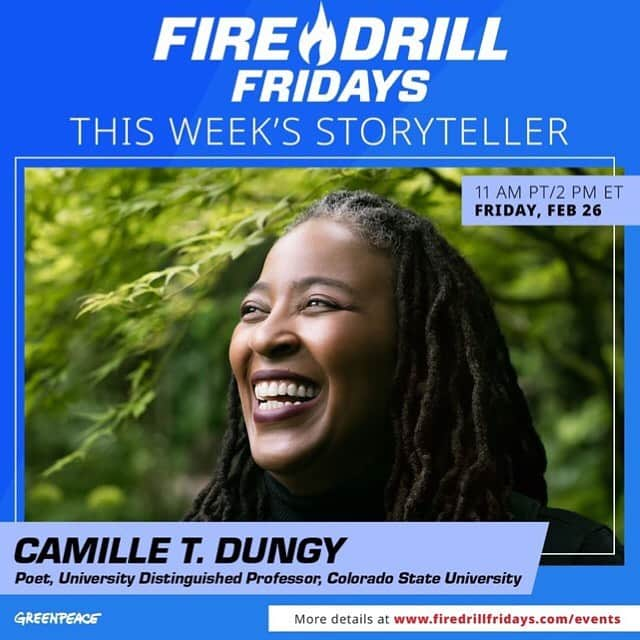 ジェーン・フォンダさんのインスタグラム写真 - (ジェーン・フォンダInstagram)「Repost from @firedrillfriday • This week's featured storyteller is Camille T. Dungy (@camilledungy). Tune in to #FireDrillFriday with @JaneFonda, @Greenpeaceusa, and @RepIlhan tomorrow to hear Camille's poem titled "Language" from her collection "What to Eat, What to Drink, What to Leave for Poison."  Poet, University Distinguished Professor, Colorado State University - Camille T. Dungy is the author of four collections of poetry, most recently Trophic Cascade, as well as the essay collection, Guidebook to Relative Strangers: Journeys into Race, Motherhood and History. She has edited three anthologies, including Black Nature: Four Centuries of African American Nature Poetry. Her honors include a Guggenheim Fellowship, an American Book Award, and NEA Fellowships in both poetry and prose. Much of her work considers the connections between culture, family, and the greater than human world.」2月27日 3時27分 - janefonda