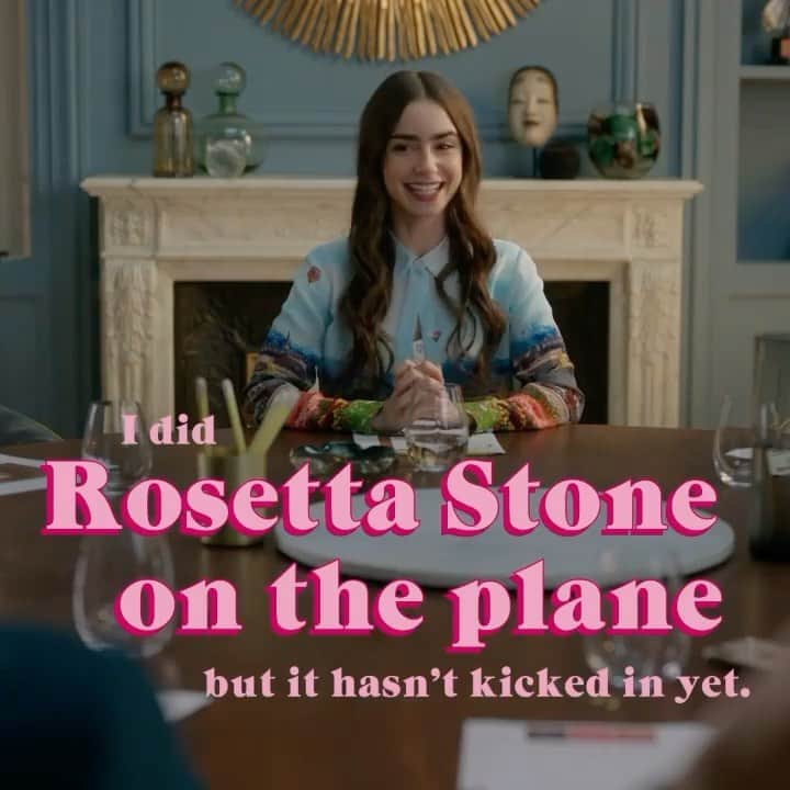 Rosetta Stoneのインスタグラム：「Fun fact: it takes longer than a plane ride to learn a language (which is why we offer Unlimited Lifetime). Writer Deborah Copaken learned by making mistakes and committing classic American faux pas that went on to inspire the Golden Globes nominated series “Emily in Paris.” She shares her notes on the “American in Paris” trope plus behind-the-scenes stories from the show click the #linkinbio to learn more. 📸 @emilyinparis  - - #rosettastone #emilyinparis #speakingfrench #fauxpas #fauxpasparis #netflixoriginal #goldenglobes」