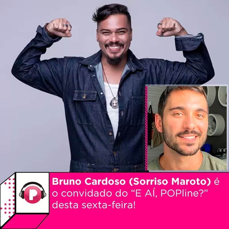 Sorriso Marotoのインスタグラム：「Essa sexta, a partir das 19h, eu @bcbrunocardoso participo do quadro E AÍ, POPLINE?, a convite do @portalpopline! 🖤 Vamos conversar sobre a carreira e próximas novidades em uma live aqui no Instagram, fiquem ligados!」