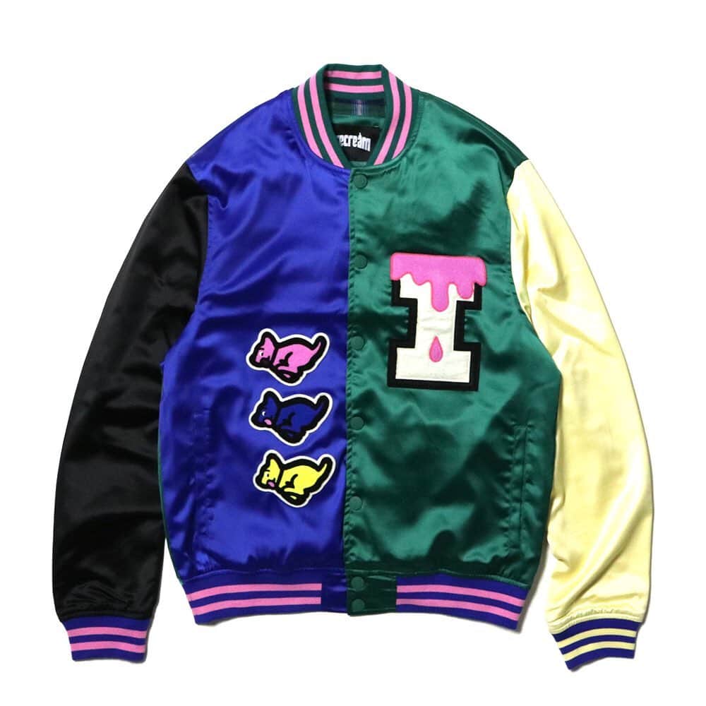 ビリオネア・ボーイズ・クラブのインスタグラム：「. ICECREAM TRIPLETS VARSITY JACKET . Available at BILLIONAIRE BOYS CLUB / ICECREAM SHIBUYA PARCO , TOKYO & ONLINE STORE. . . BILLIONAIRE BOYS CLUB / ICECREAM SHIBUYA PARCO 〒150-0042 東京都渋谷区宇田川町15番1号 渋谷PARCO 3F TEL：03-5422-3552 . BILLIONAIRE BOYS CLUB / ICECREAM TOKYO 〒150-0001 東京都渋谷区神宮前4-25-1 ライサ1F-C TEL：03-5770-0018 . BILLIONAIRE BOYS CLUB / ICECREAM ONLINE STORE http://billionaireboysclub-store.jp . . ※店舗により一部お取り扱いがない場合がございますので各店舗へご確認いただきご来店ください。」