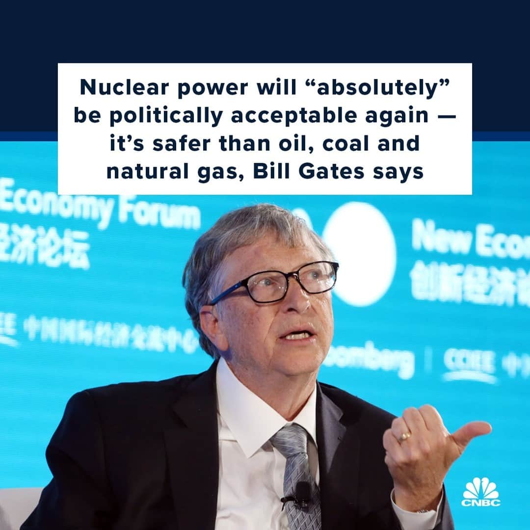 CNBCさんのインスタグラム写真 - (CNBCInstagram)「Nuclear energy will “absolutely” be politically palatable in the years to come, Bill Gates said.⁠ ⁠ Nuclear power has to overcome a baneful reputation garnered by association with the atomic bomb and radioactive disasters, but it’s a necessary, worthy and surmountable challenge to correct the naysayers, according to Gates.⁠ ⁠ That’s because the need for clean energy is dire, and the operation of nuclear power plants produces no greenhouse gas emissions. According to Gates, new innovations in nuclear technology (in which he is an investor) are making nuclear energy safer and more affordable, and countries around the world are starting to adopt nuclear power.⁠ ⁠ Read more on nuclear power and how the world could adopt it at the link in bio. (With @CNBCMakeIt)」2月27日 12時30分 - cnbc