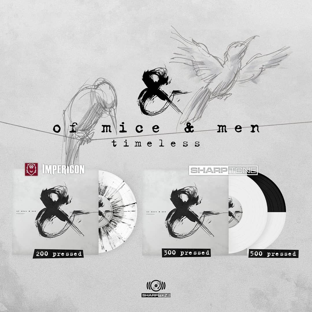 Of Mice & Menのインスタグラム：「Limited to 1,000 worldwide #Timeless 10” LPs available and shipping now! [link in bio]   *Depending on your location the Impericon exclusive may not let you purchase. We’ve reached out to get the issue resolved and it will be fixed soon.」