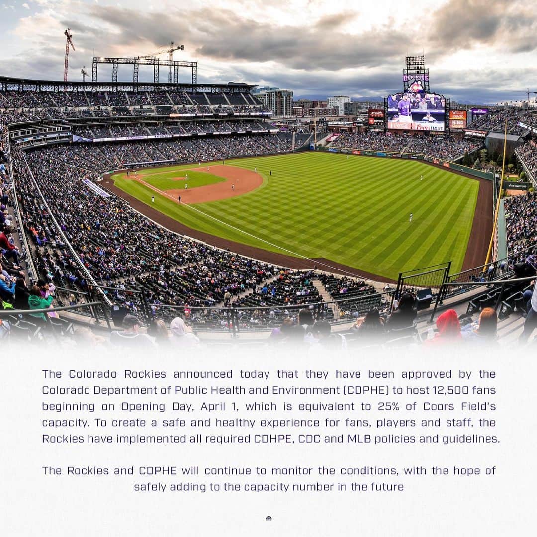 コロラド・ロッキーズのインスタグラム：「The Colorado Rockies have released the following statement regarding fans in the stands at Coors Field.」