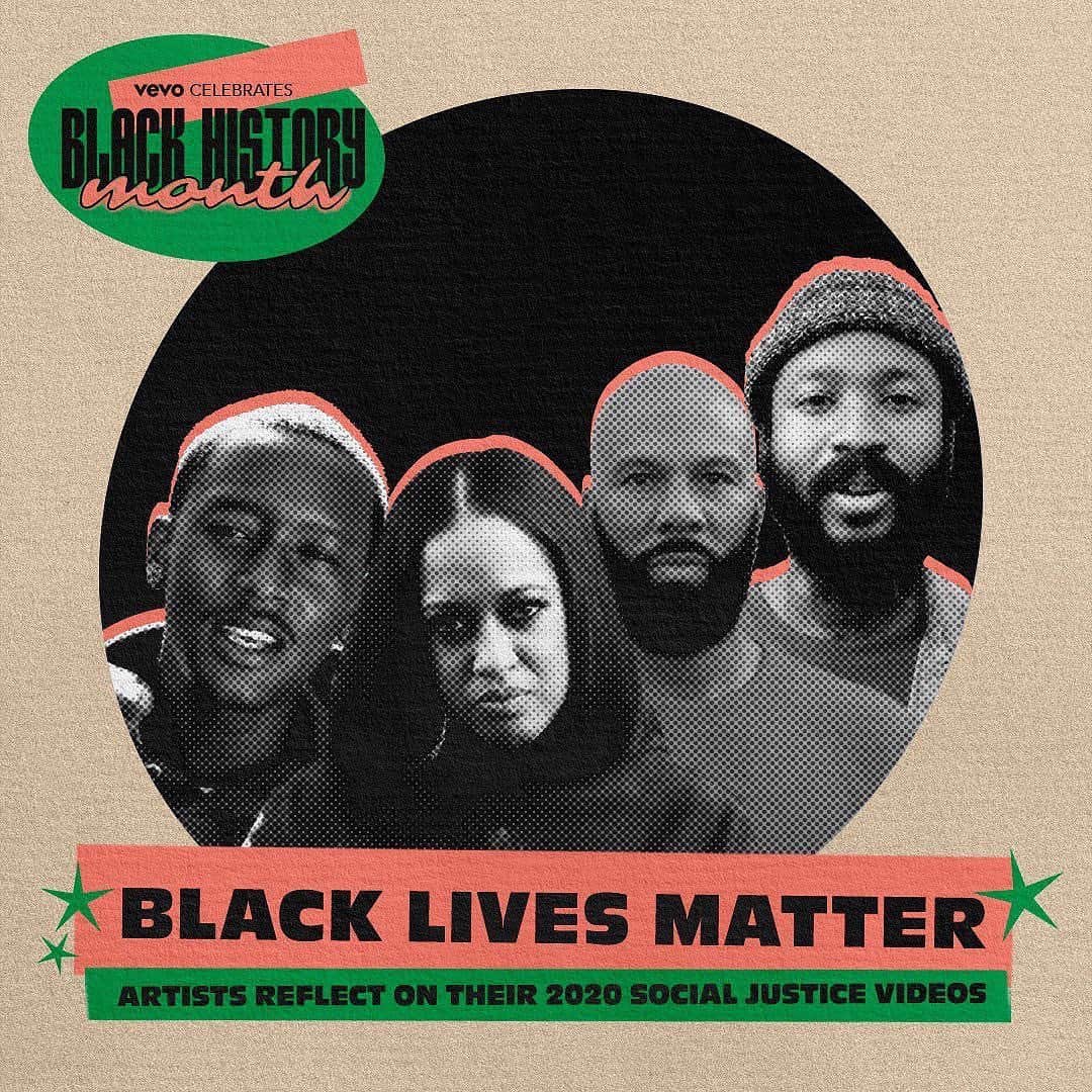 コモンのインスタグラム：「Thanks @vevo  . RP: 2020 sparked a worldwide cry for social justice and equality. For Black History Month, we look back on how @Buddy, @Lute_west9, @Rapsody, and @Common made their voices heard in the year that made history. 🖤 ⠀⠀⠀⠀⠀⠀⠀⠀⠀#Buddy #Common #Lute #Rapsody #BHM」