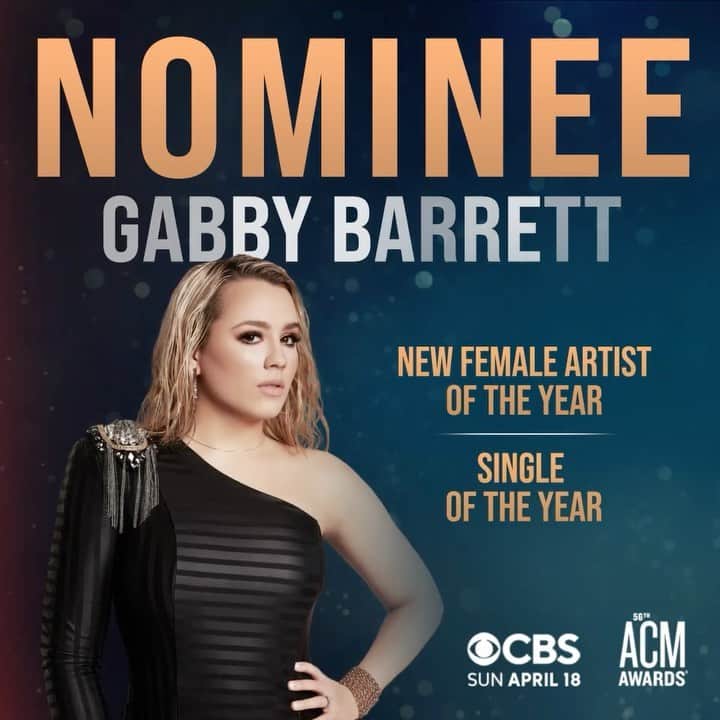 ギャビー・バレットのインスタグラム：「Thank you to the entire country music community. I’m incredibly honored to be nominated!!!!!! 🧡 @acmawards」