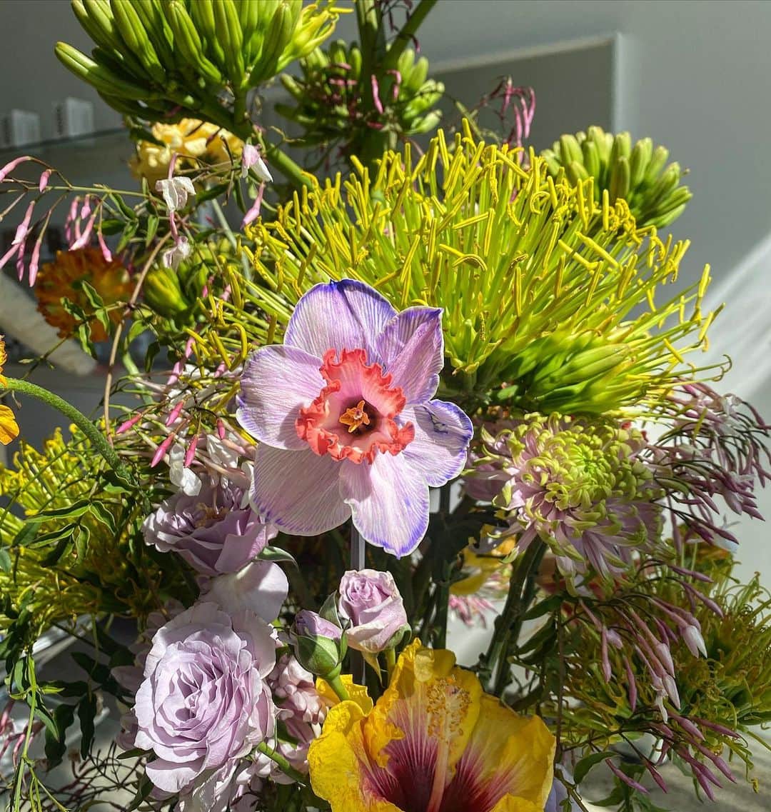 glorianotoのインスタグラム：「In awe of these colors and fragrance @pretendplantsandflowers - thank you so much for this stunning arrangement🙌」