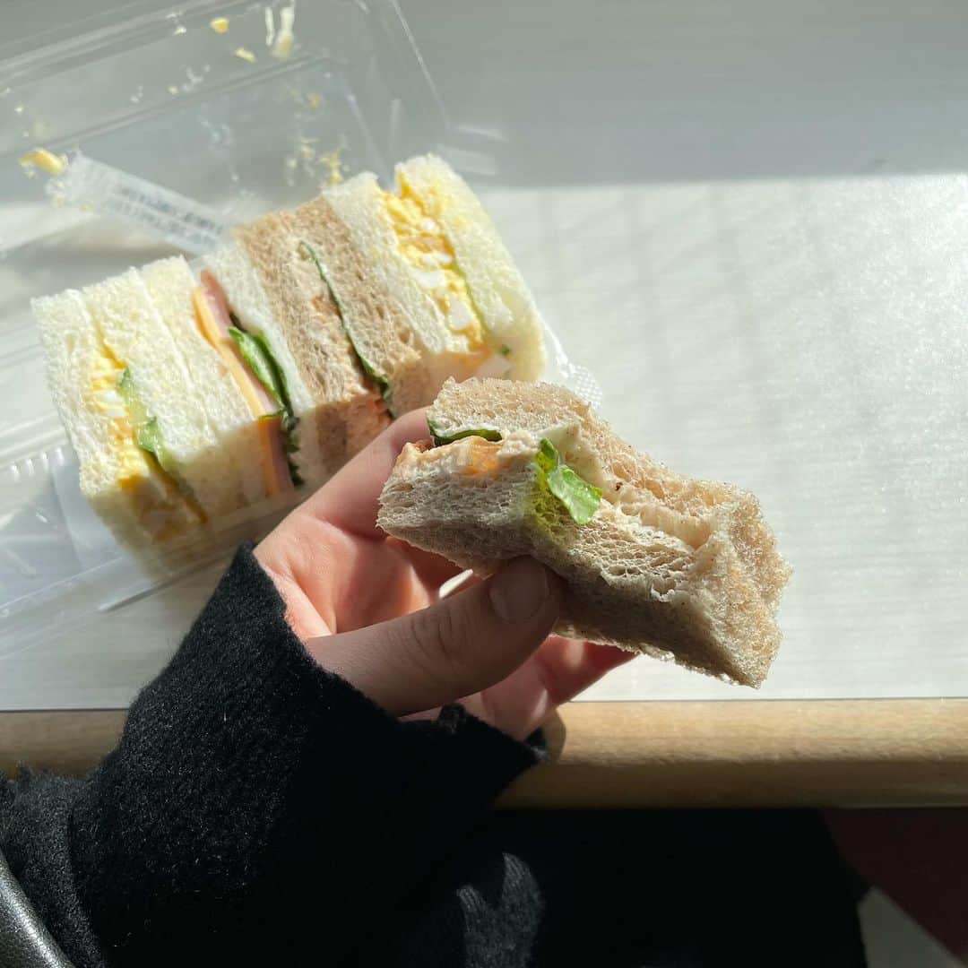 坂東希さんのインスタグラム写真 - (坂東希Instagram)「すごいプライベートなこと なんだけど 今日は決戦の日🐒 だけどいろいろミスりまくって めちゃくちゃ時間余って いい陽を浴びながらのんきに サンドイッチで癒されてる笑 みんな今日も頑張ろう🌿」2月27日 9時39分 - nozomibando_official