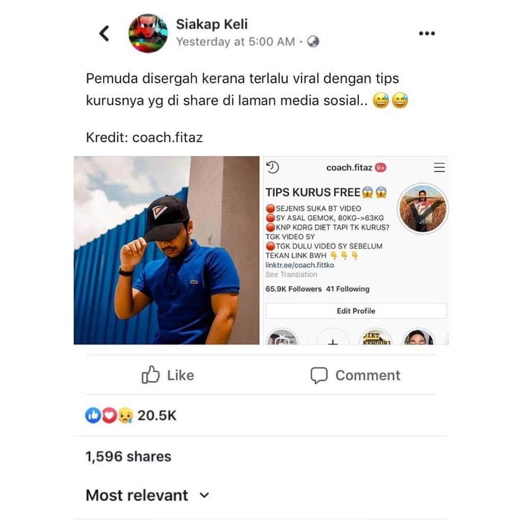 Koleksi Komik Malaysiaさんのインスタグラム写真 - (Koleksi Komik MalaysiaInstagram)「Laaa ingatkan siapa viral tadi, memang tak terkejut la kalau @fittttaz , kasi ilmu kurus free macamtu je. Dahla proven pulak tu ramai dah ikut tips dari @fittttaz je berbelas-belas kg turun dah 😱  . Kalau susah sangat nak caya tu tengok sendiri je la senang dekat  @fittttaz🤗🤗」2月27日 21時56分 - tokkmungg_exclusive