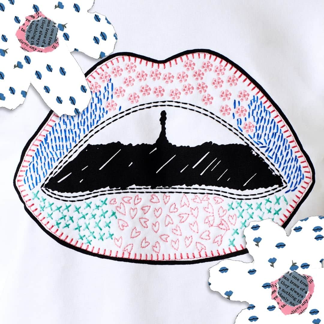 マーカスルプファーのインスタグラム：「Pastel-y perfect in every way! Our lip motif is re-imagined with an embroidered, pastel coloured, sketch design.  #MarkusLupfer #MarkusLupferPS21 #Sweater」