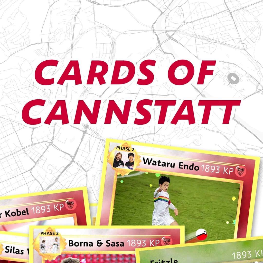 VfBシュトゥットガルトのインスタグラム：「Ein Teil unseres weiß-roten Kartendecks ⚪🔴🃏 #auscannstatt zum heutigen #PokemonDay für die Jagd nach Punkten – schnappt sie Euch alle, Jungs! 😉 _ #VfB #VfBS04 #Pokemon25 #VfBInsta #bundesliga #furchtlosundtreu #0711 #vfbstuttgart #vfbstuttgart1893 #1893」