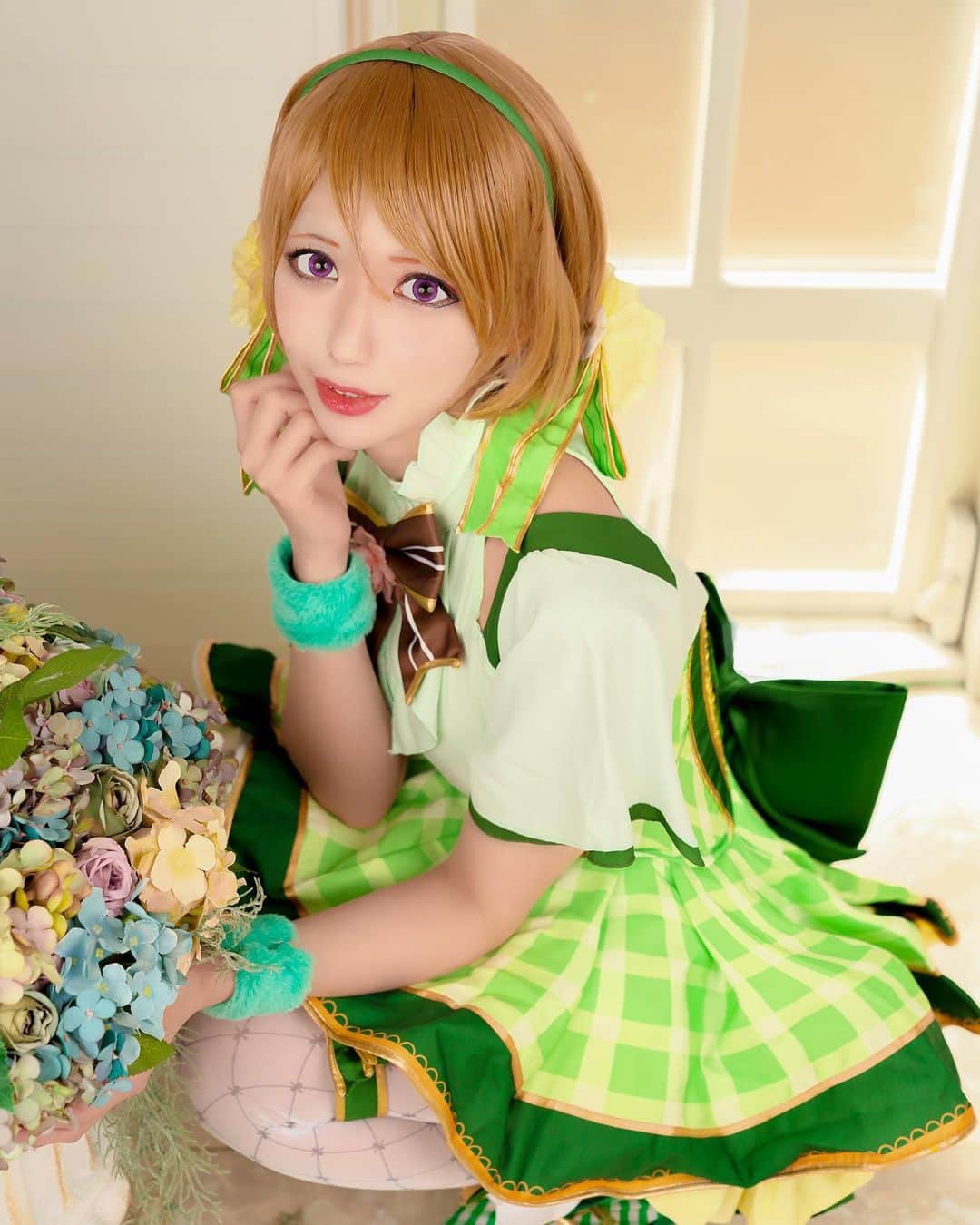 優月心菜のインスタグラム：「ラブライブ！　フラワーブーケ覚醒後 小泉花陽  ラブライブ！　ウェディング覚醒　小泉花陽  photo by結城雅弘さん スタジオプロージット  #ラブライブ #ラブライブコスプレ #ミューズ #小泉花陽  #小泉花陽コスプレ #フラワーブーケ #フラワーブーケ覚醒  #桜の恋 #コスプレ #cosplay  #cosplayer #かよちん #スタジオプロージット」
