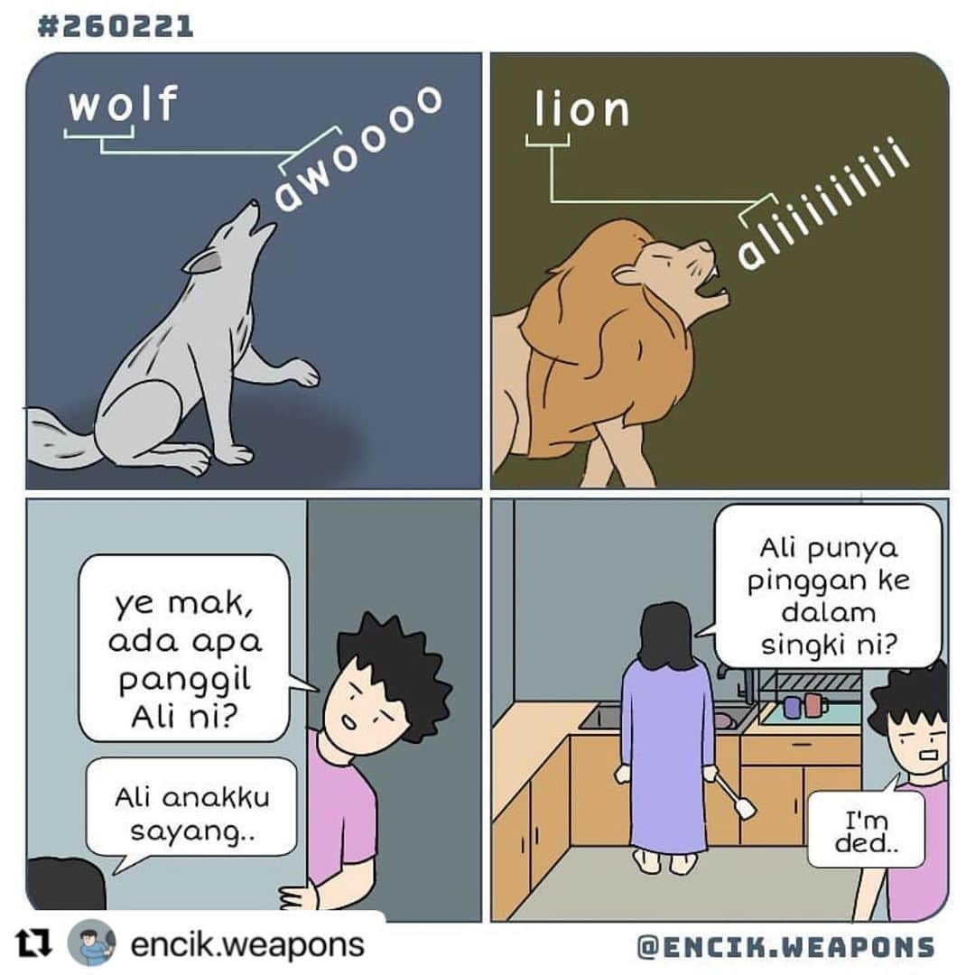 Koleksi Komik Malaysiaさんのインスタグラム写真 - (Koleksi Komik MalaysiaInstagram)「#Repost @encik.weapons with @make_repost ・・・ Pernah tak dengar seorang ibu yg garang mcm singa🦁 haa tu x bermakna ibu x sayang kamu ye anak2 sekalian😁 seorang ibu pastinya mahukan yg terbaik untuk anaknya :) . . #komikhambar #komiklawak #komikencikweapons」2月27日 14時56分 - tokkmungg_exclusive