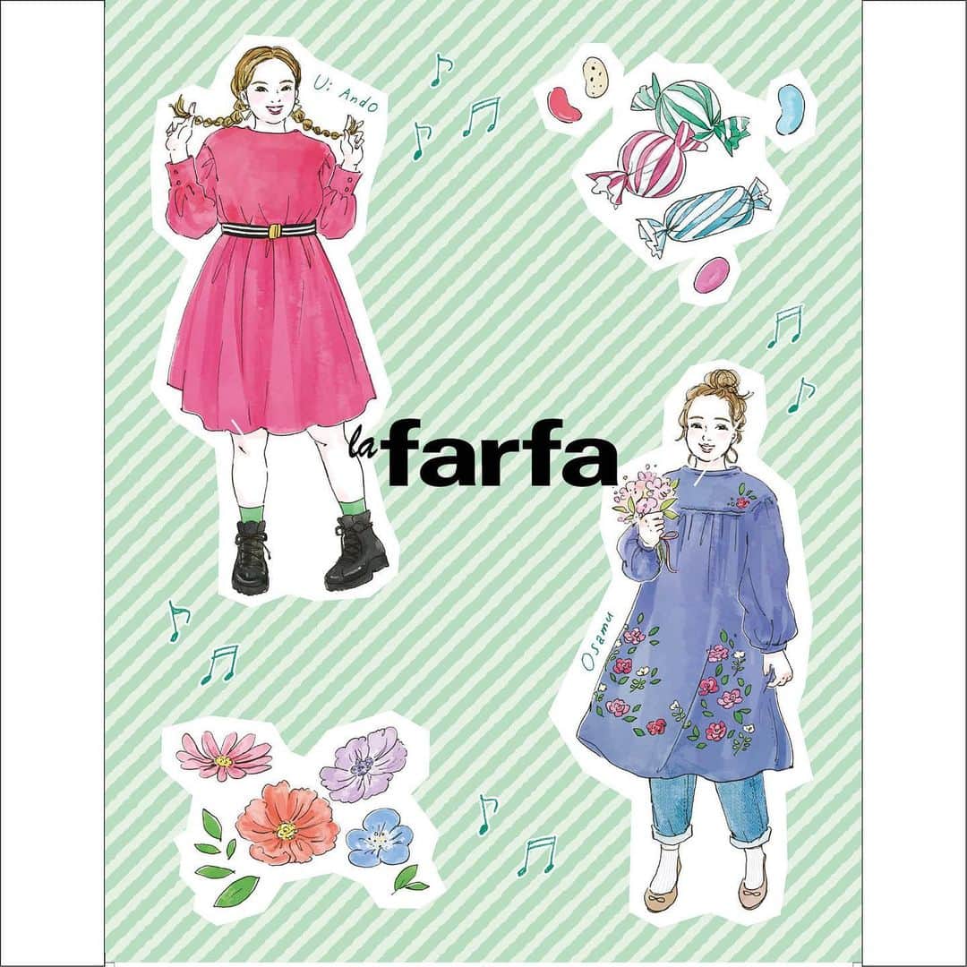 la farfaのインスタグラム：「♡﻿ ﻿ 𝐥𝐚 𝐟𝐚𝐫𝐟𝐚 CULTURE 第3回﻿ モデル:﻿ おさむ ▷﻿ @i_am_osamu  安藤うぃ ▷﻿ @andoui513  ﻿ 毎号2人のラファモを﻿ その時期のテーマに沿って﻿ イラストレーター @nodeko_ さんが﻿ 描いてくれています♡﻿ ﻿ ちょうど1年前に﻿ おさむ、うぃを﻿ 春らしい雰囲気で﻿ 描いてくれました！😊✨﻿ ﻿ そんな3月発売la farfa 5月号は﻿ なんと創刊7周年記念で﻿ 3月19日発売です❣️﻿ という告知も兼ねてます……笑﻿ ﻿ ﻿ #lafarfa#ラファーファ#ぽっちゃり﻿ #イラスト#ファッションイラスト﻿ #イラストレーター#nodeko」