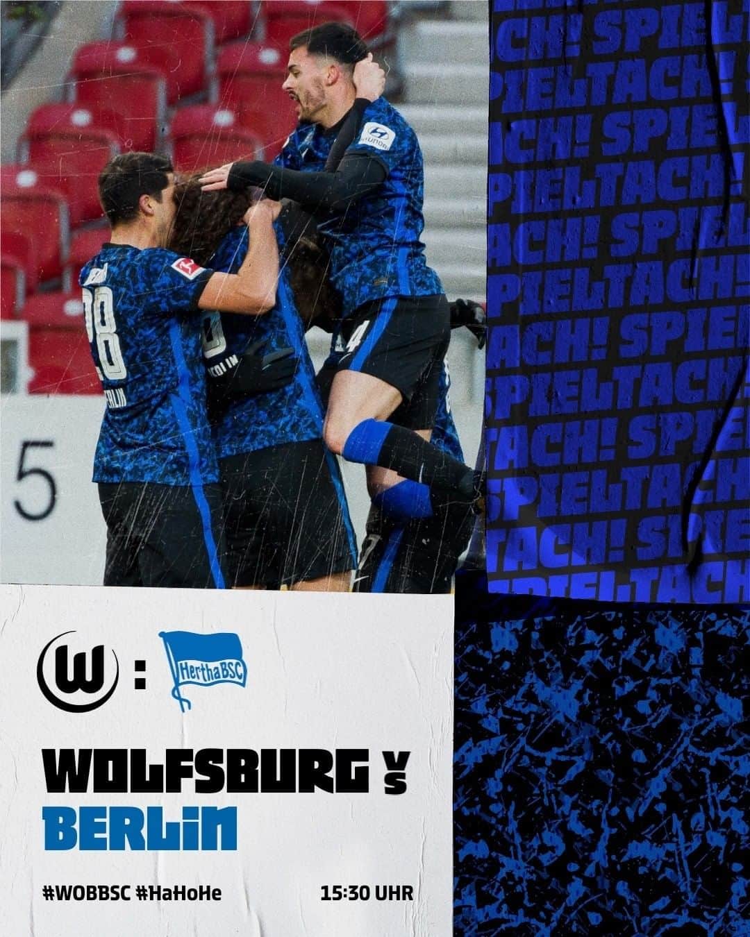 ヘルタ・ベルリンのインスタグラム：「TEAM, alles geben für diese wichtigen Punkte! 🔵⚪️ Gemeinsam gegen die Wölfe. 💪 . . #WOBBSC #GemeinsamHertha #HaHoHe #herthabsc」