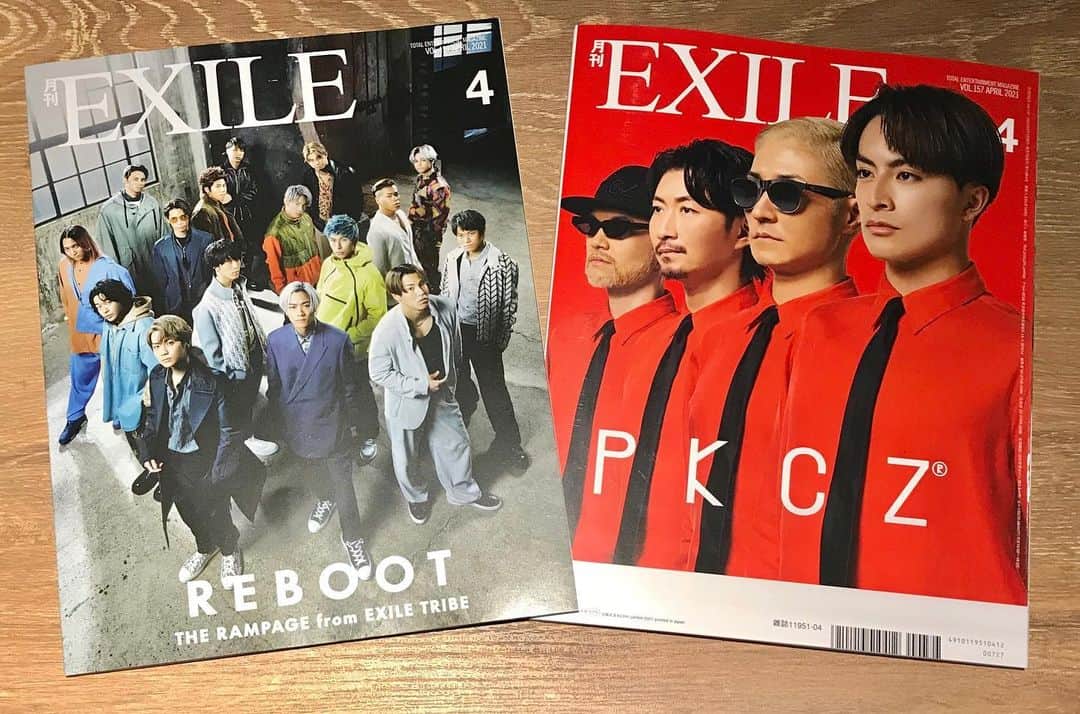 のインスタグラム：「《本日2/27（土）『月刊EXILE4月号』発売！！》  COVER:THE RAMPAGE from EXILE TRIBE BACK COVER: PKCZ®︎  みなさん、こんばんは💫 本日『月刊EXILE』4月号が発売になりました📖  今回の表紙&巻頭特集はTHE RAMPAGE from EXILE TRIBE✨  THE RAMPAGEが3枚目のアルバム『REBOOT』をリリース💿10枚目のシングル「FULLMETAL TRIGGER」から最新シングル「MY PRAYER」までの楽曲や新曲を含めた13曲を収録した今作は、一度立ち止まることを余儀なくされた2020年に培ったクリエイティビティを余すことなく詰め込んだ一枚に仕上がっている💥デビュー5年目に突入し、さらなる進化を求めて再び歩き出す彼らの表情を写しとったスペシャルグラビアと、アルバム全曲解説付きのインタビューをお届けします📚   その他の特集では、2020年10月に白濱亜嵐が電撃加入して、4人体制となってさらなる進化を遂げたPKCZ®が登場⭐️今号では、初お披露目となった『LIVE×ONLINE INFINITY“HALLOWEEN”』や『D.LEAGUE』のオープニングでゲスト出演した模様を写真でご紹介📸さらに3月5日にリリースする「GLAMOROUS」について語るスペシャルインタビューも必見です📝  そのほか、熊本応援ソング「さるこうよ」を制作した熊本出身のNESMITH、Leola、中田裕二さんのスペシャル鼎談や、CrazyBoyが2月24日に発売したダブルシングル「OH feat.清水翔太,OZworld」&「アムネジア」リリース特集など今月も注目のラインナップが勢揃い📕 ぜひチェックしてみてください✅ ※一部地域で発売日が異なる場合がございます。お近くの書店様にお問い合わせください。 -------------------------------------------- 月刊EXILE official HP http://www.exilemagazine.jp/  ーーーーーーーーーーーーーーーーーーーーー 最新号、BACK NUMBERは、 下記のVERTICAL GARAGEからご購入いただけます。 https://verticalgarage.jp/exiletribestation ーーーーーーーーーーーーーーーーーーーーーーーーーーー」