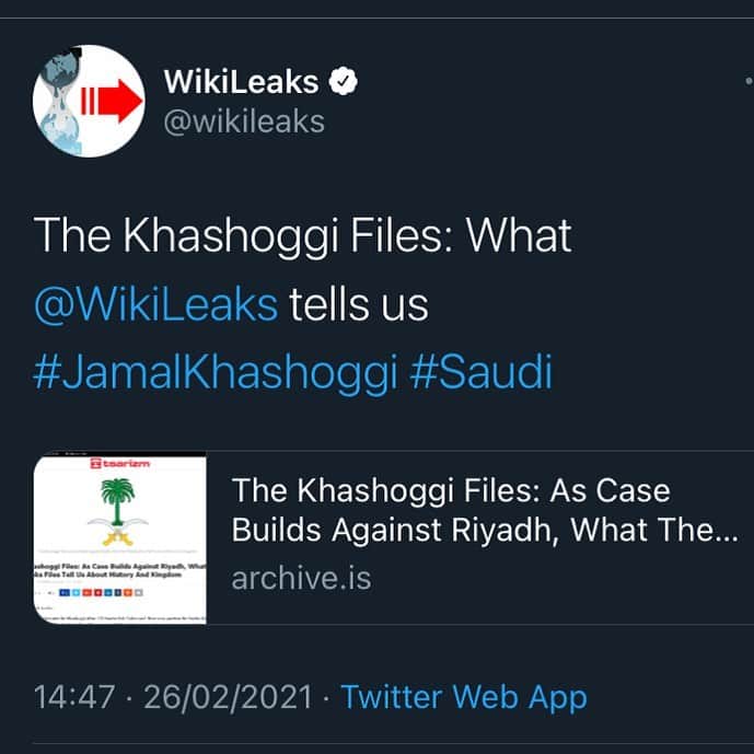 WikiLeaksさんのインスタグラム写真 - (WikiLeaksInstagram)「#JamalKhashoggi」2月27日 17時24分 - wikileaks