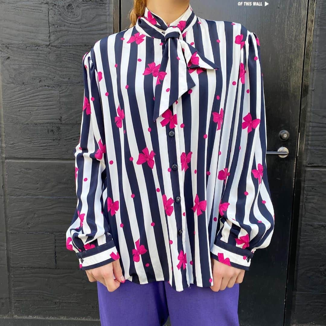 PUNK CAKEさんのインスタグラム写真 - (PUNK CAKEInstagram)「•purple rayon & linen set up •ribbon stripe bow tie blouse  #punkcake  #vintage #vintageclothing  #80sfashion  #古着 #古着コーデ  #古着女子 #レディース古着　 #原宿 #harajuku  #harajukufashion  #原宿古着屋 #東京古着屋  #古着屋巡り #古着通販」2月27日 17時46分 - punk_cake