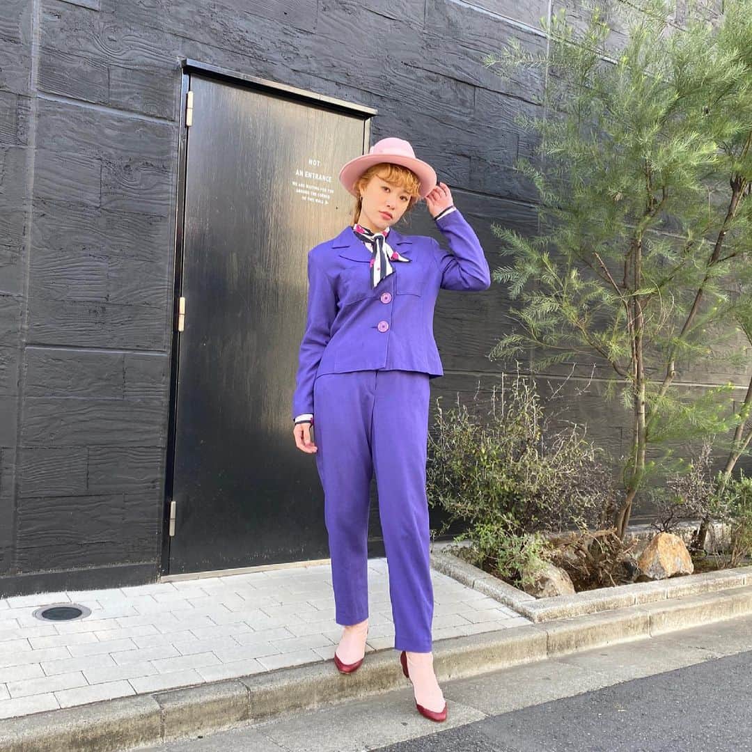 PUNK CAKEのインスタグラム：「•purple rayon & linen set up •ribbon stripe bow tie blouse  #punkcake  #vintage #vintageclothing  #80sfashion  #古着 #古着コーデ  #古着女子 #レディース古着　 #原宿 #harajuku  #harajukufashion  #原宿古着屋 #東京古着屋  #古着屋巡り #古着通販」
