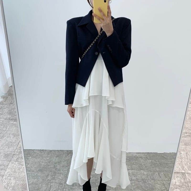 SweetHeart ショップのインスタグラム：「バラ売り セットアップ ジャケット+ノースリーブワンピース SHT562601  (￥2,780)  新作アイテムか 入荷  #コート #チェックコート #チェック柄 #チェスターコート #ネットショップ#カジュアル#カジュアルコーデ#シンプル#シンプルコーデ#トレンド#ママコーデ#プチプラ#フォロー#買い物 #コーデ#ファッション#韓国ファッション#セレクト#スタイル#しまむら#gu#ジーユー」