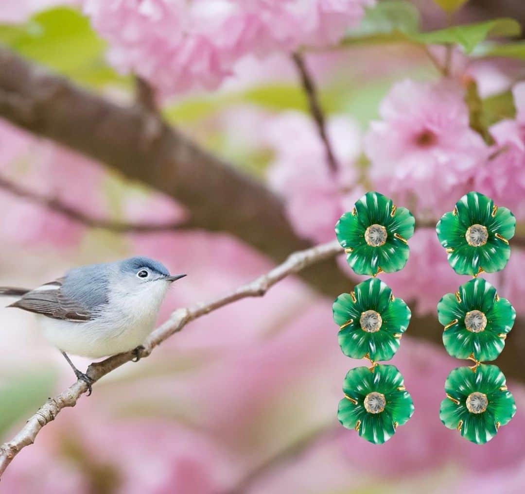 バウンキットのインスタグラム：「“The promise of spring’s arrival is enough to get anyone through the bitter winter” • • • • • • • • • • #springiscoming #flowerearrings #greenagate #convertibleearrings #statementjewelry #cliponearrings #4in1earrjngs #semipreciousjewellery #bespokejewelry #instagood #bounkit #joyas #bijoux #handmade」