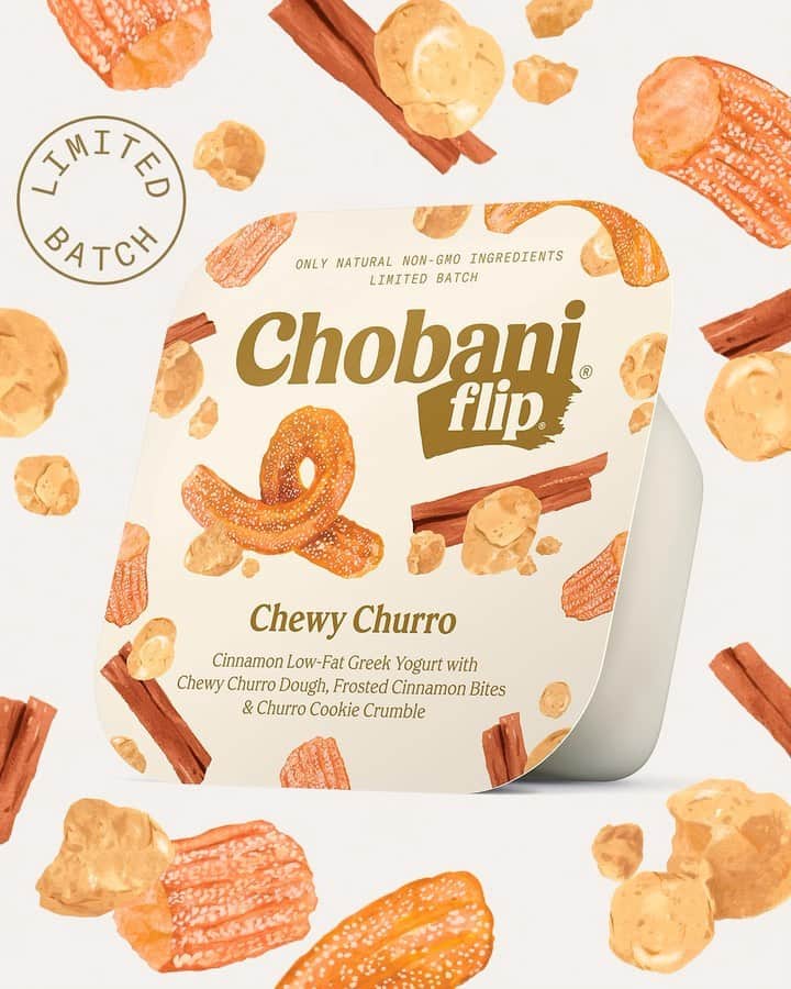 Chobaniのインスタグラム：「Can you say Chewy Churro three times fast? It’s our new Limited Batch flavor, too delicious to last. Would you try?」