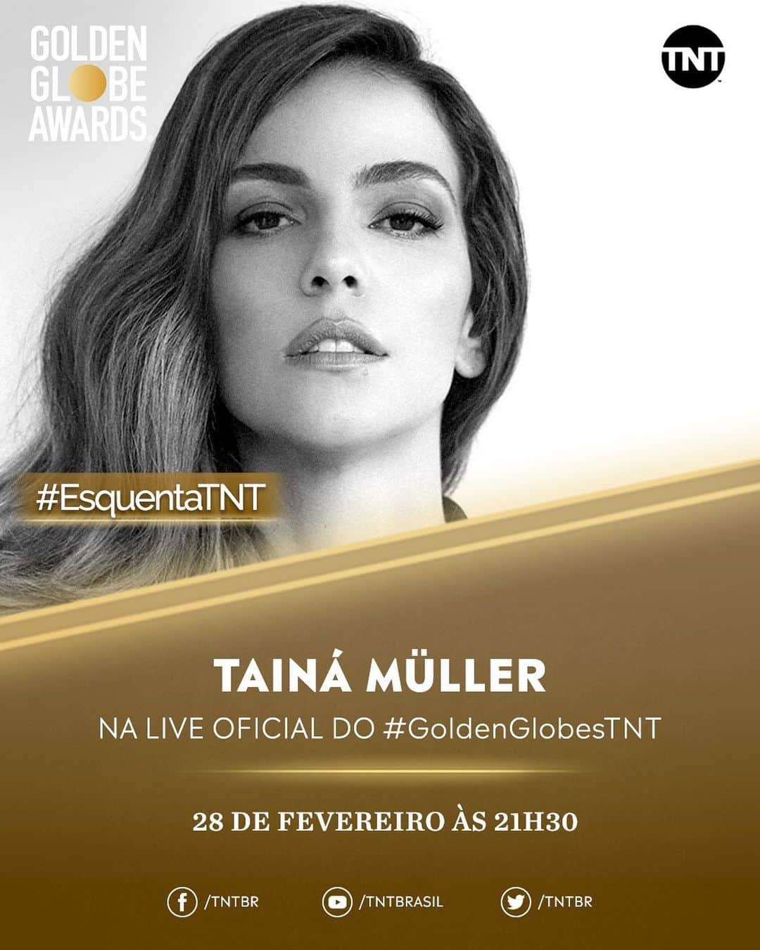 Tainá Müllerのインスタグラム：「Amanhã! Quem ta ansiose pro Globo de Ouro? Numa temporada em que o cinema e a televisão bateram um bolão salvando nossa saúde mental, agora vem o período da colheita. Amei participar desse aquecimento na @tntbr :)  #cinefilos #loucosportelevisão」