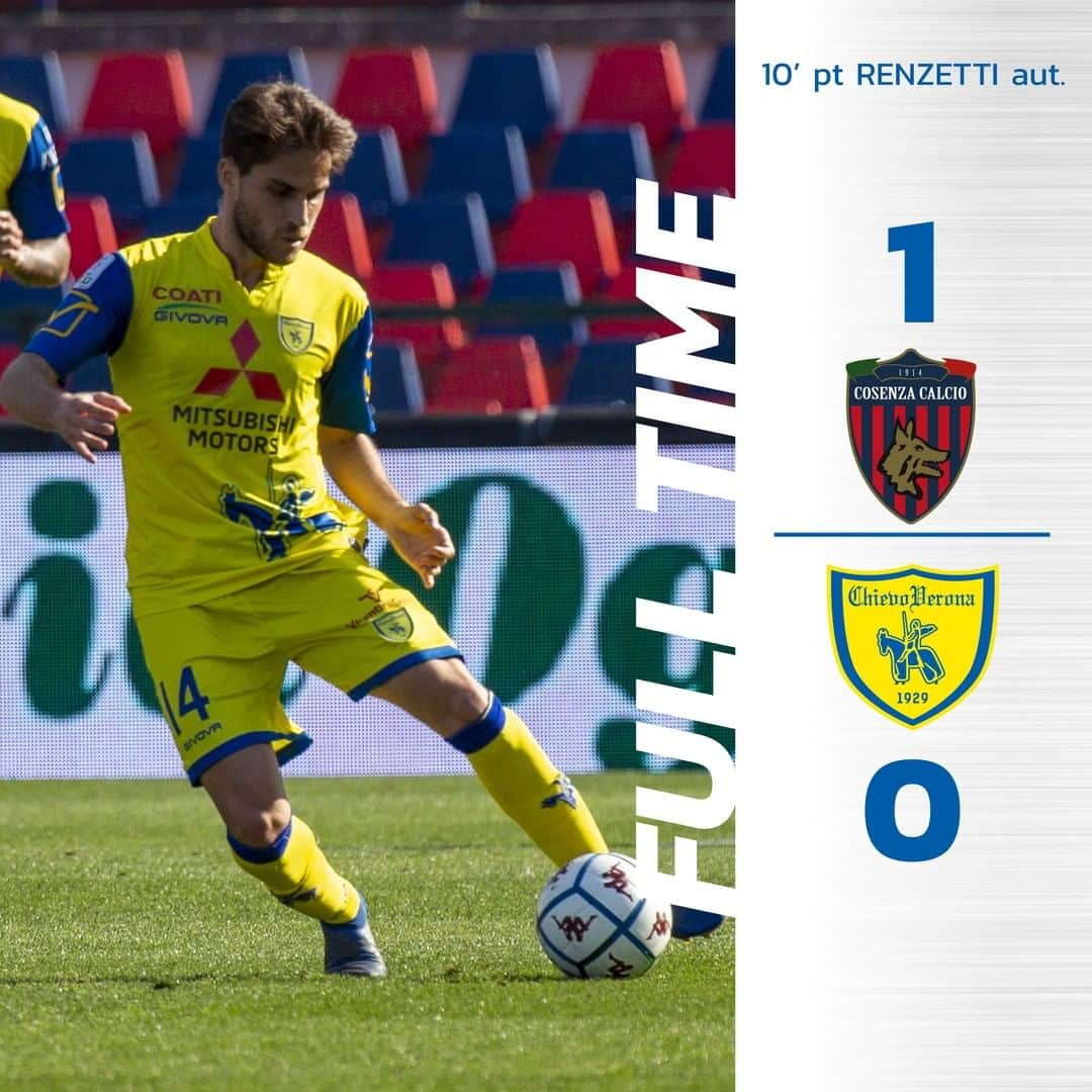 ACキエーヴォ・ヴェローナのインスタグラム：「Full Time #CosenzaChievo 1-0  #Chievo #ChievoVerona #SerieBkt」